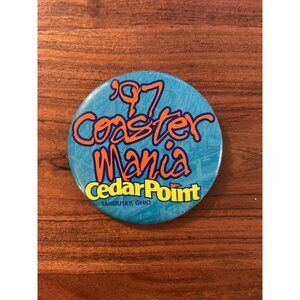 1997 Coaster Mania Annual 3” Button Pin Cedar Point Amusement Park Sandusky Ohio